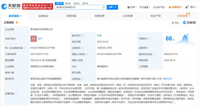 貴州數字征信公司成立，注冊資本1億布局企業信用調查評估